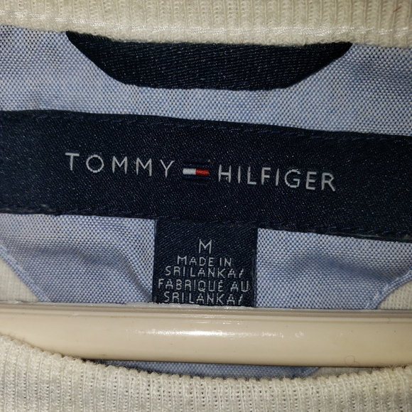 Mens sz med striped Tommy Hilfiger Sweater red blue off white - Picture 3 of 6